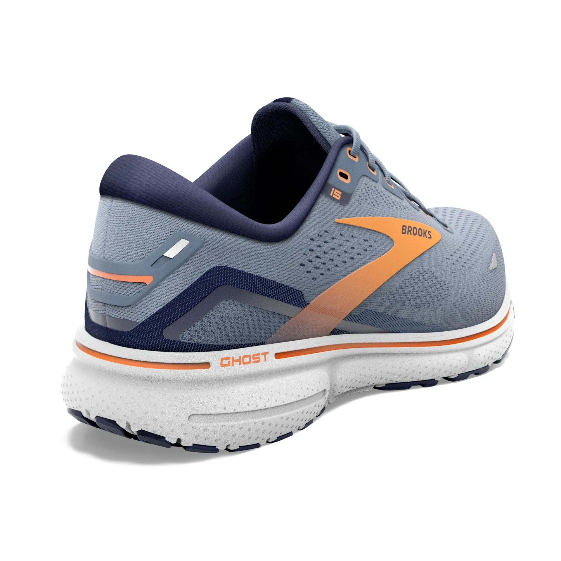 Brooks Mens Trainer Ghost 15 Flintstone/Peacoat/Orange Pop