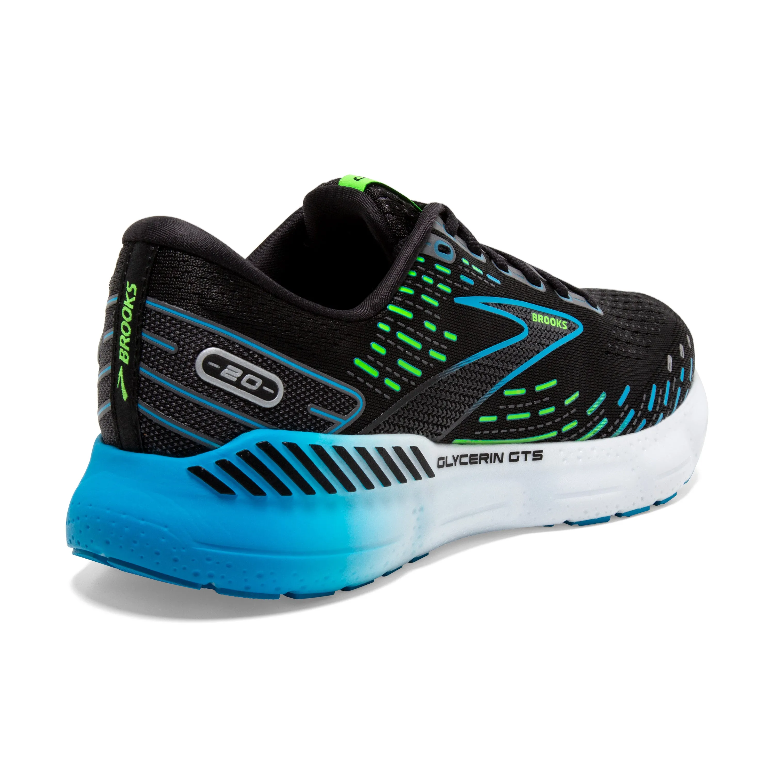 Brooks Mens Trainer Glycerin GTS 20 Black/Hawaiian Ocean/Green