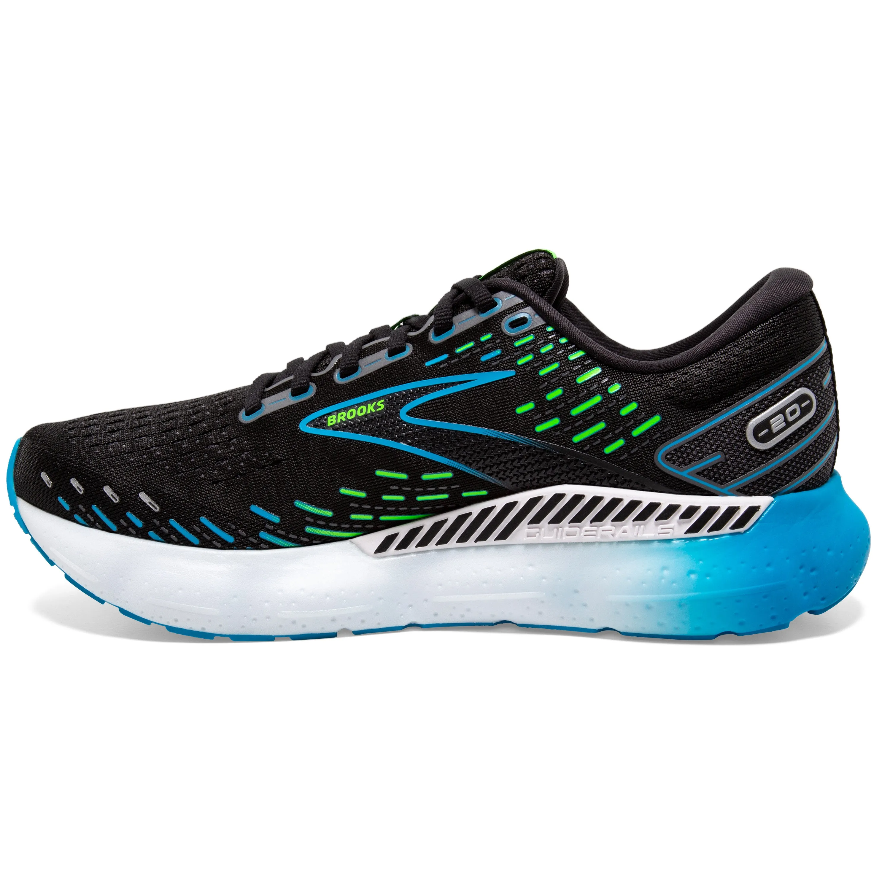 Brooks Mens Trainer Glycerin GTS 20 Black/Hawaiian Ocean/Green