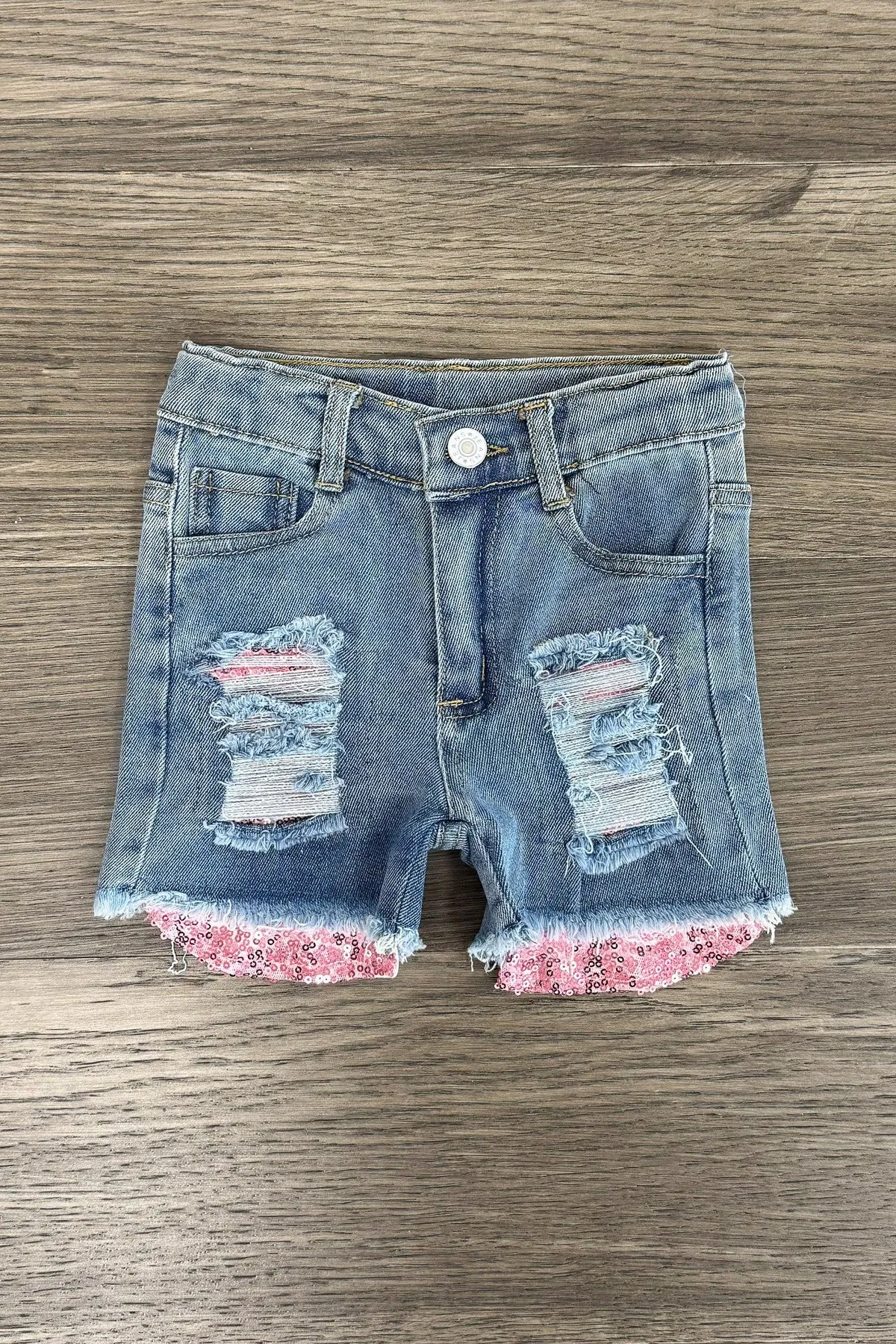 Bubblegum Bunny Distressed Denim Short Set