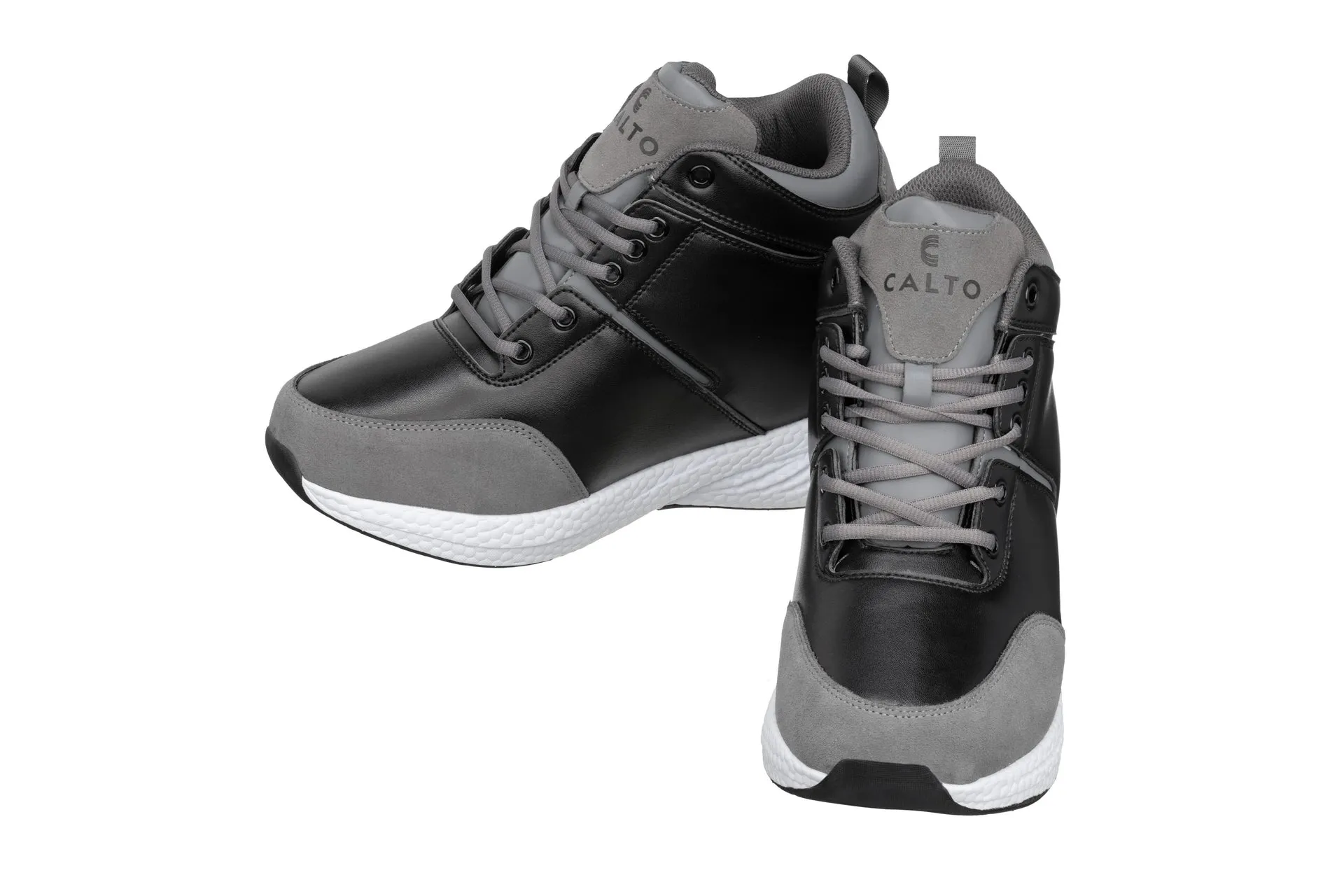 CALTO - S22817 - 3.6 Inches Taller (Black/Grey) - High - Top Sneakers