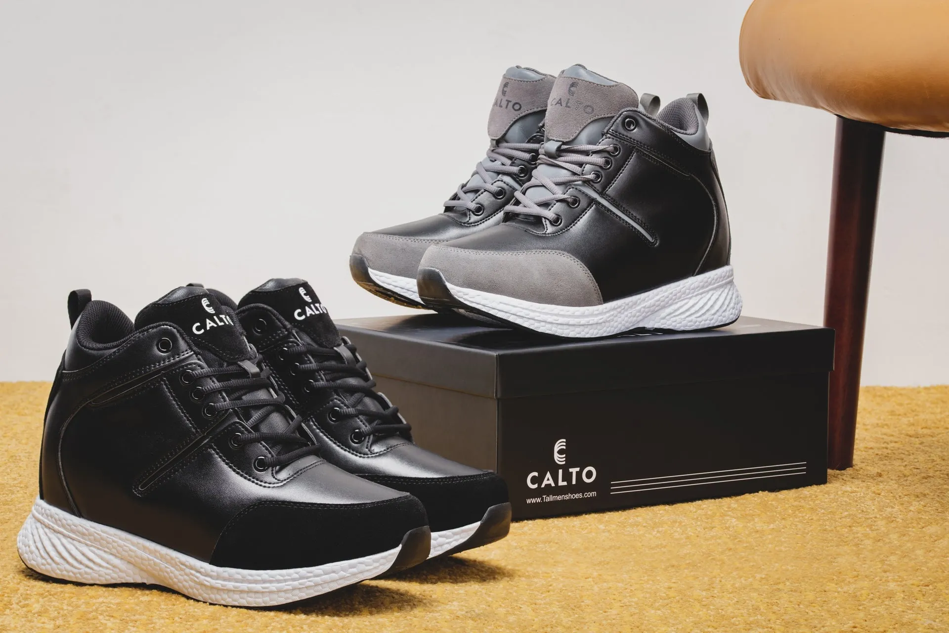 CALTO - S22818 - 3.6 Inches Taller (Black) - High - Top Sneakers