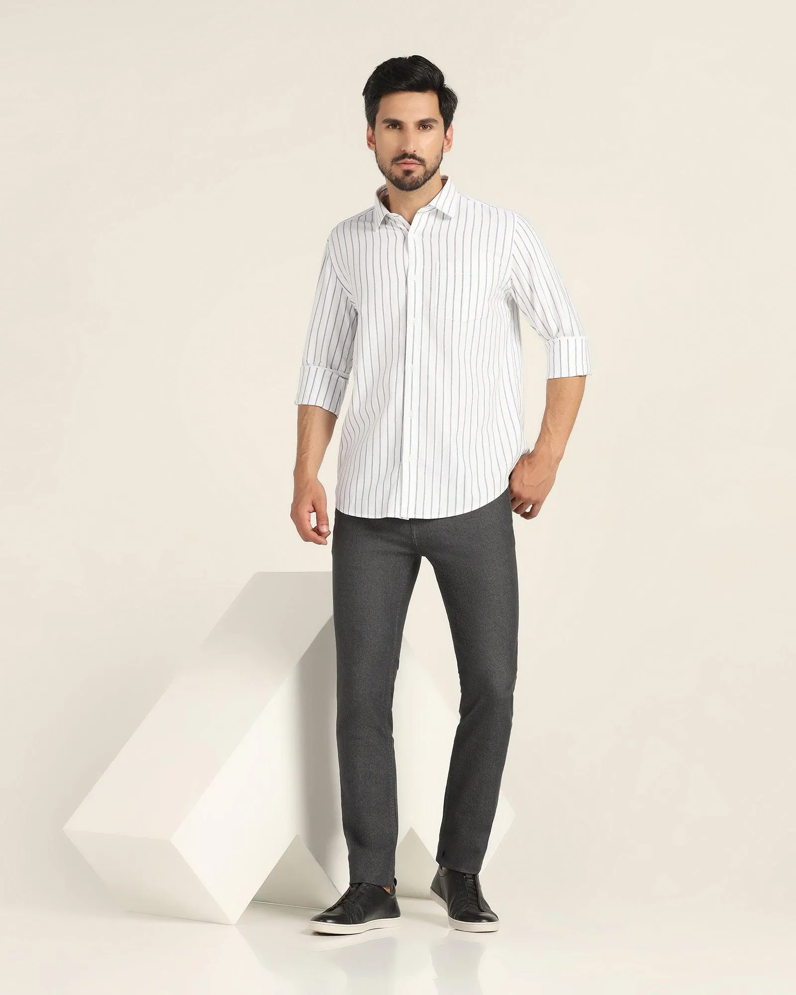 Casual Grey Striped Shirt - Eagle