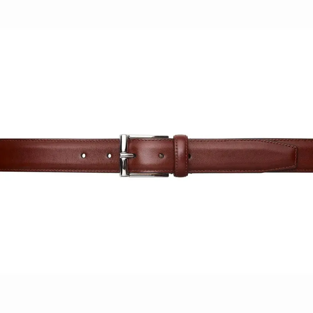 Chestnut Calf Belt with Silver Buckle