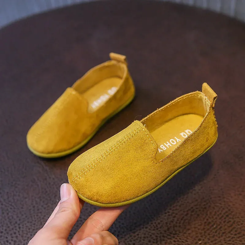 Children's Flat Shoes New Candy Color Simple Casual Shoes Loafers Slip-on Flats Lightweight Boys Girls Leather Shoes Moccasins