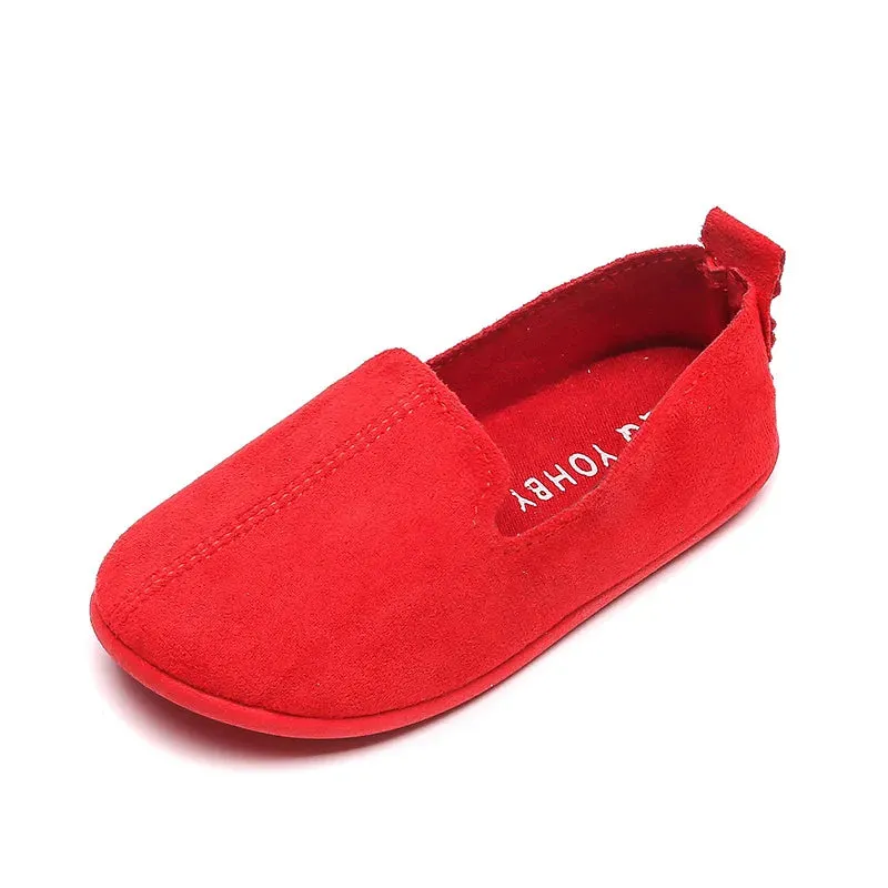 Children's Flat Shoes New Candy Color Simple Casual Shoes Loafers Slip-on Flats Lightweight Boys Girls Leather Shoes Moccasins