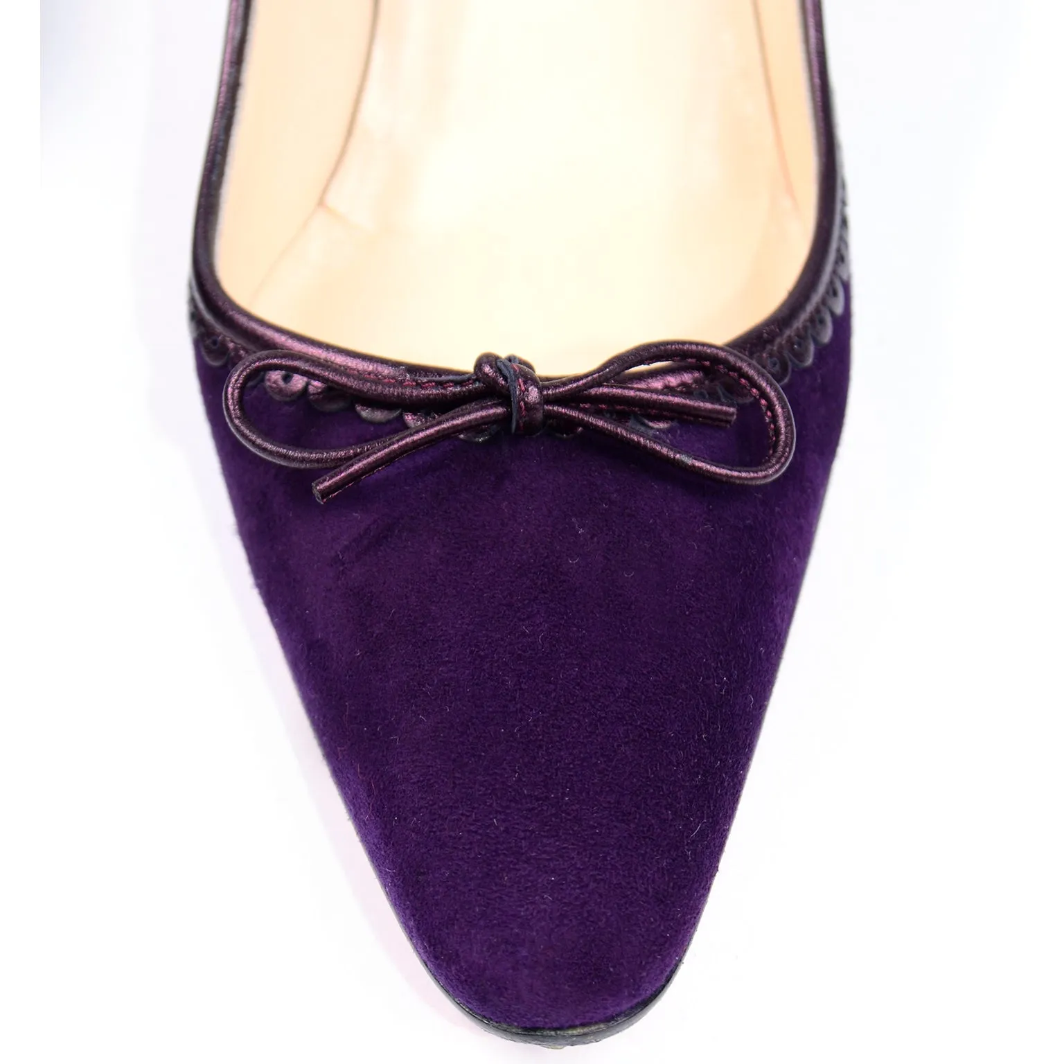 Christian Louboutin Deep Purple Suede Alice Shoes With Bow