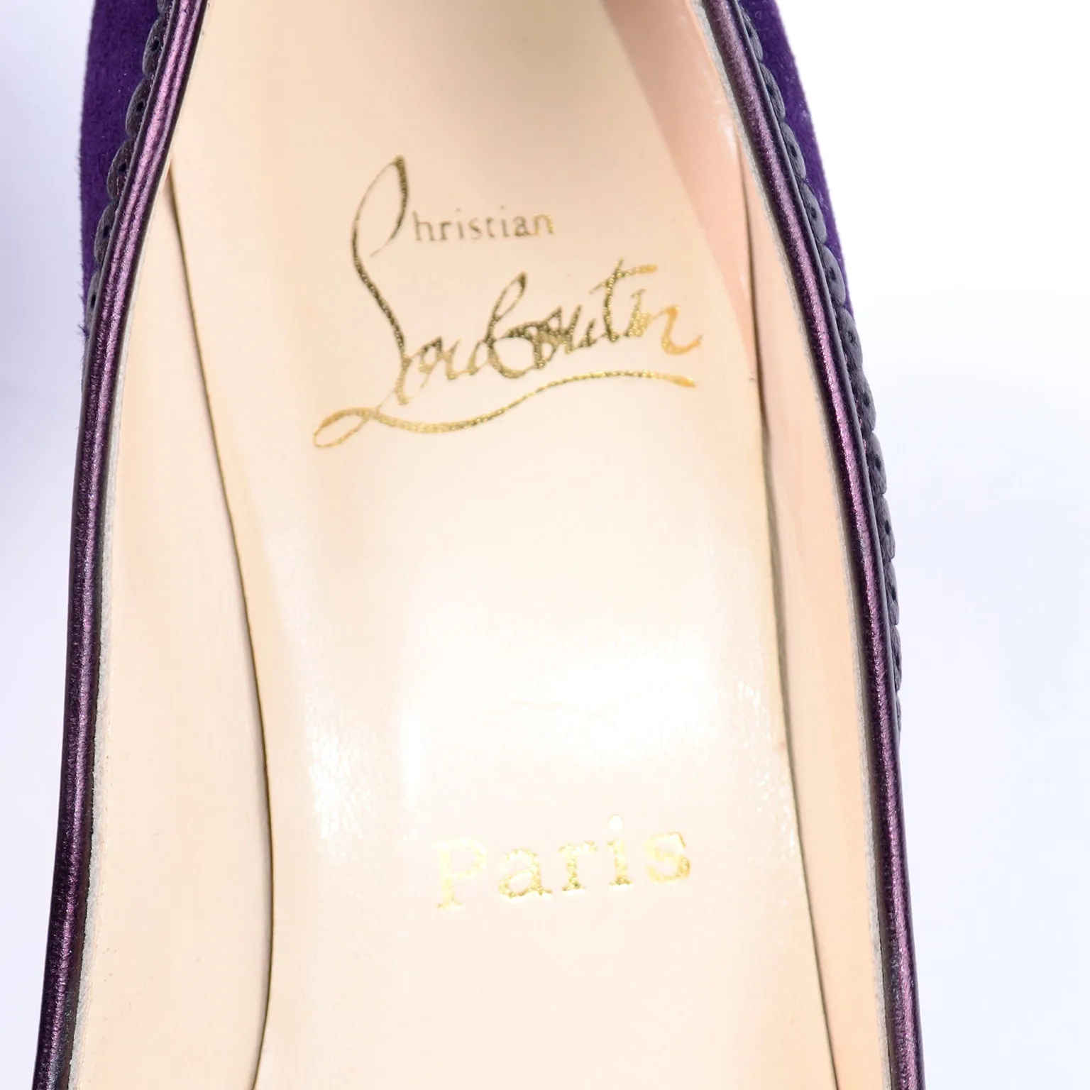 Christian Louboutin Deep Purple Suede Alice Shoes With Bow