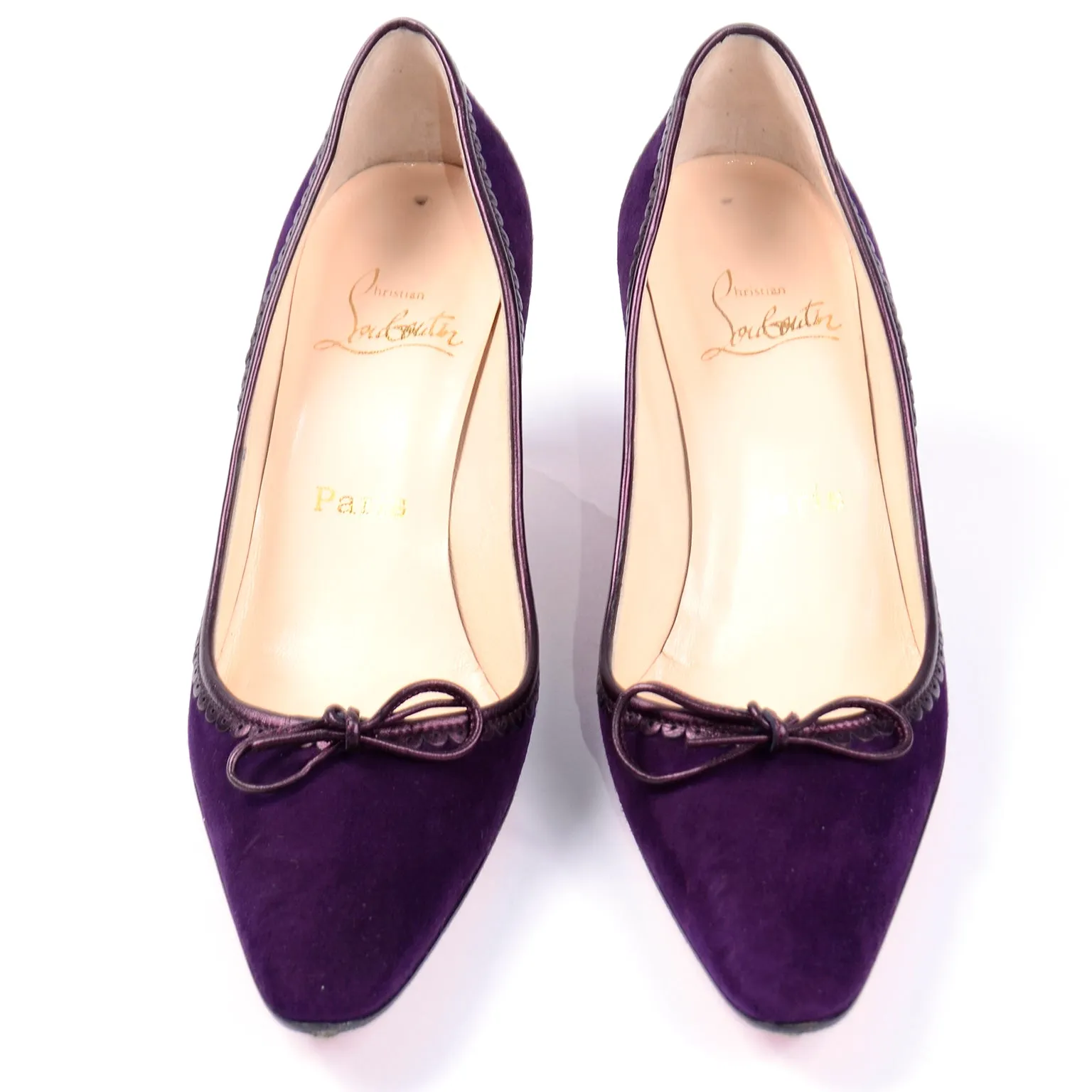 Christian Louboutin Deep Purple Suede Alice Shoes With Bow