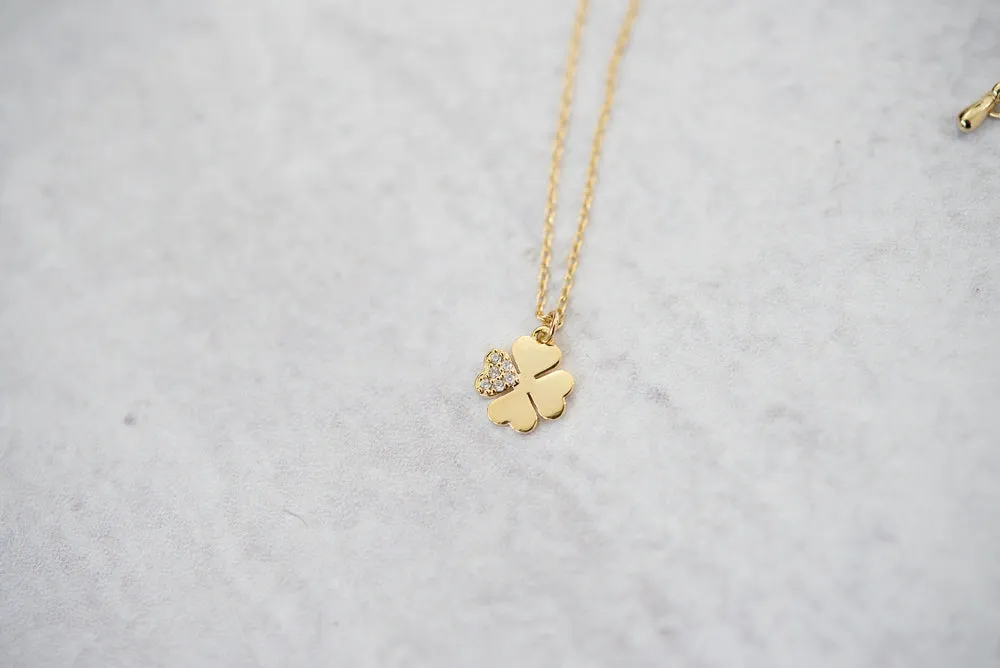 Crystal Clover Necklace in Gold [Online Exclusive]