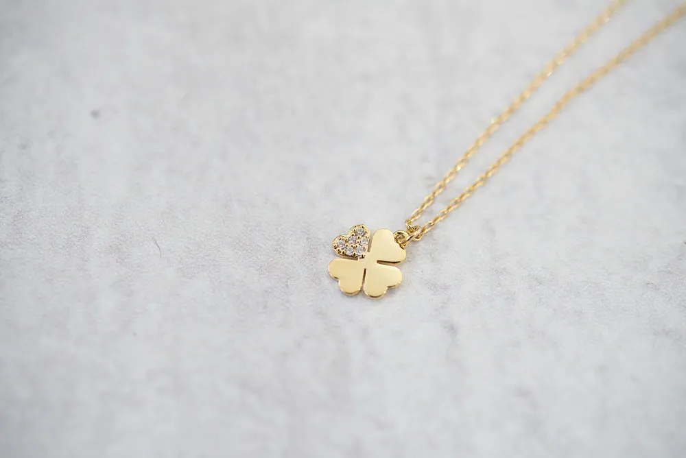 Crystal Clover Necklace in Gold [Online Exclusive]