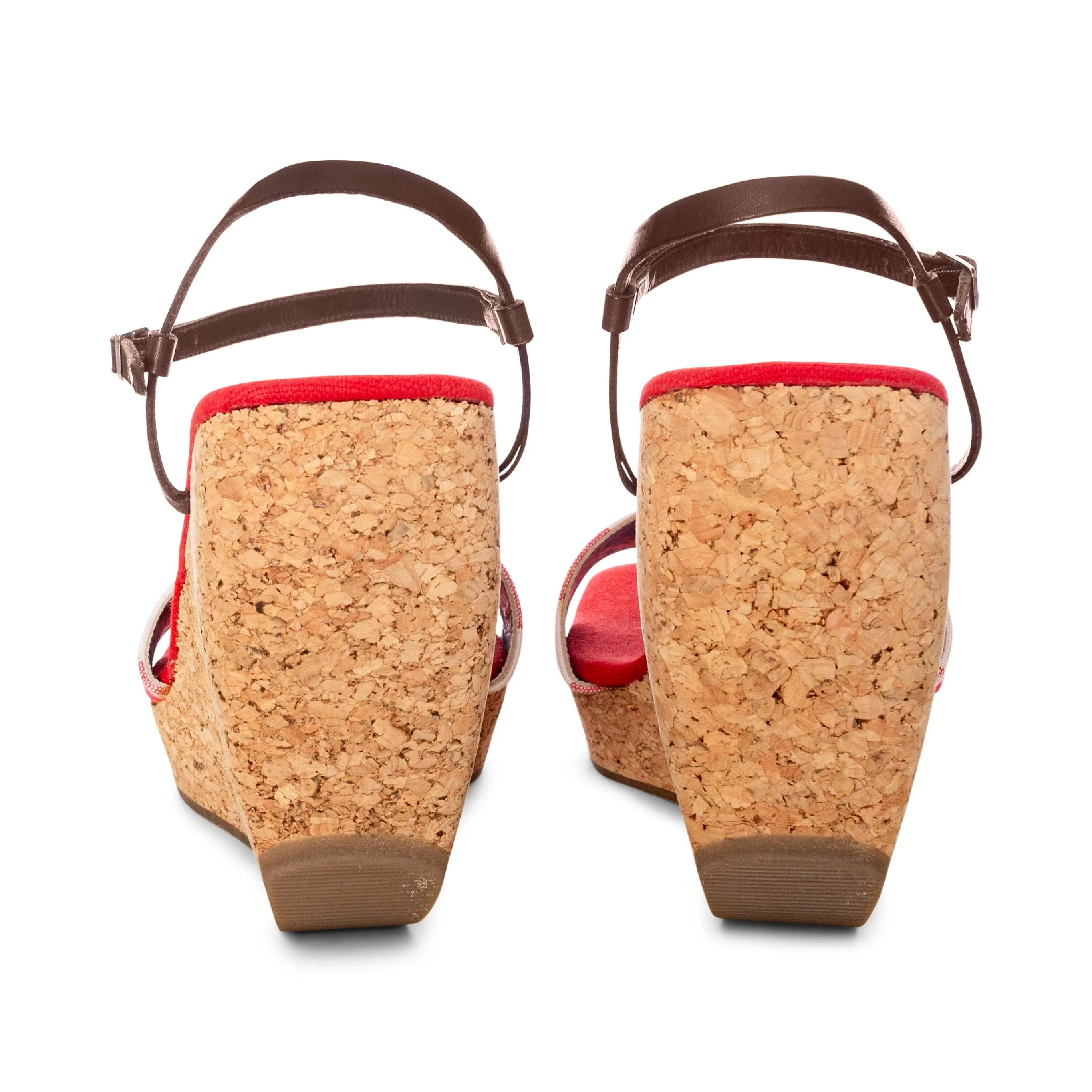 D&G 1990s Red and White Picnic Plaid Cork Wedge Sandals