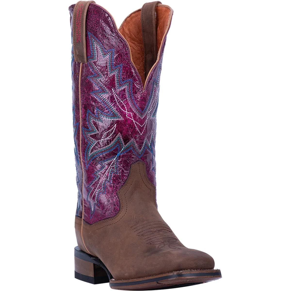 'Dan Post' Women's 12" Pasadena Western Square Toe - Tan / Purple