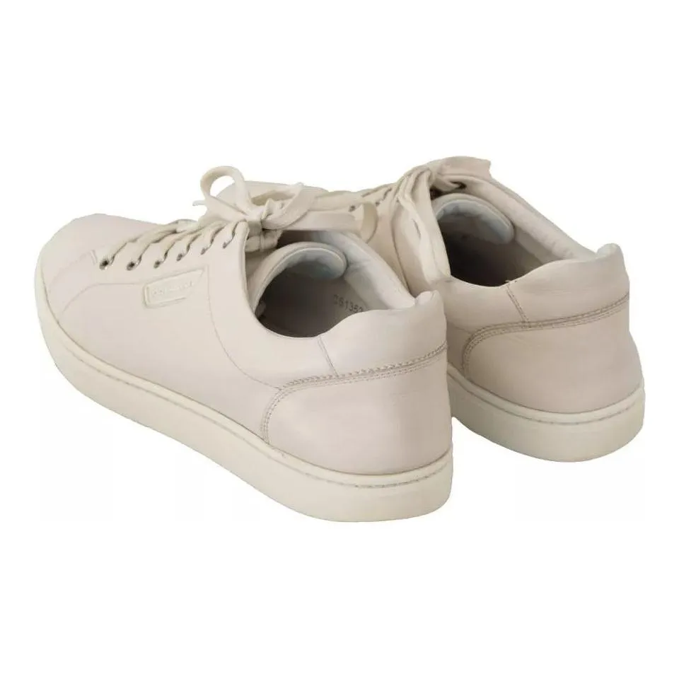 Dolce & Gabbana White Casual Leather Logo Men Sneakers Shoes