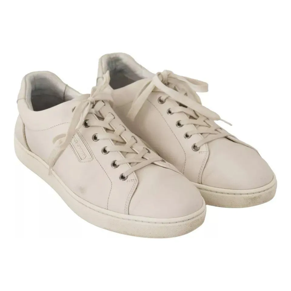 Dolce & Gabbana White Casual Leather Logo Men Sneakers Shoes