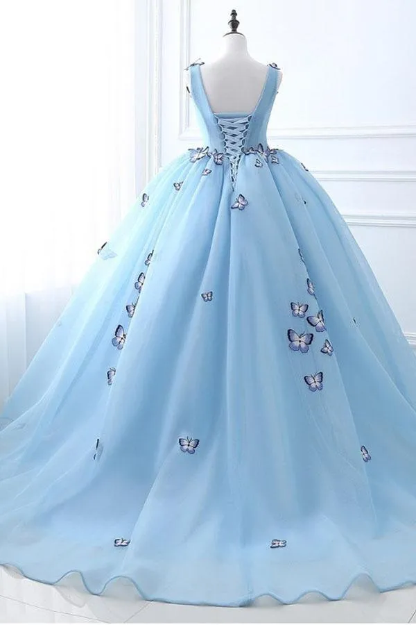 Formal Ballgown Tulle Prom Dress with Butterflies Wedding Dresses WD223