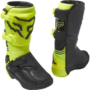 Fox Racing  Youth Flo Yellow Comp Buckle Boots Rubber Grip Outsole Burn Guard