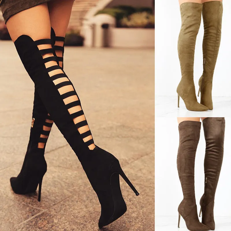 Funki Buys | Boots | Women's Over Knee Hollowed Out Boots