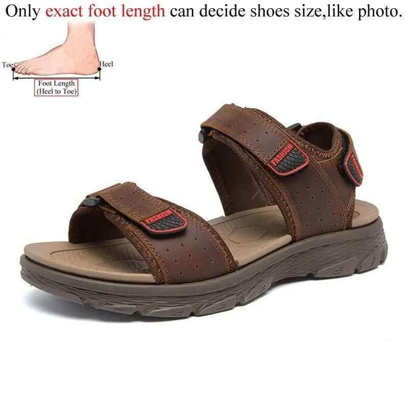 FZ143 Men's Lightweight Leather Beach Sandals Casual Shoes