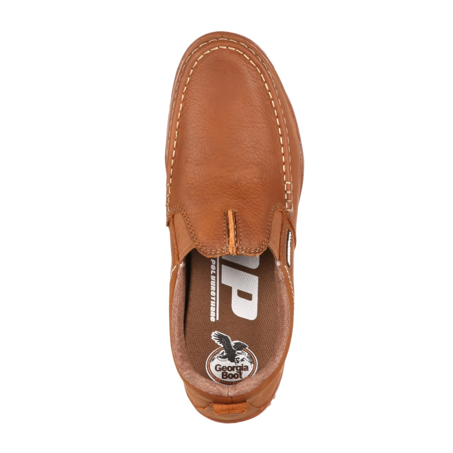 Georgia Mens Tan Leather Cedar Falls Moc Slip-On Shoes