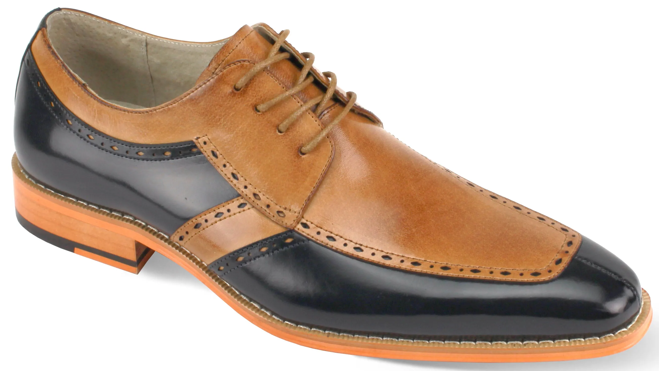 Giovanni Merrick Tan & Navy Oxford Premium Leather Dress Shoe