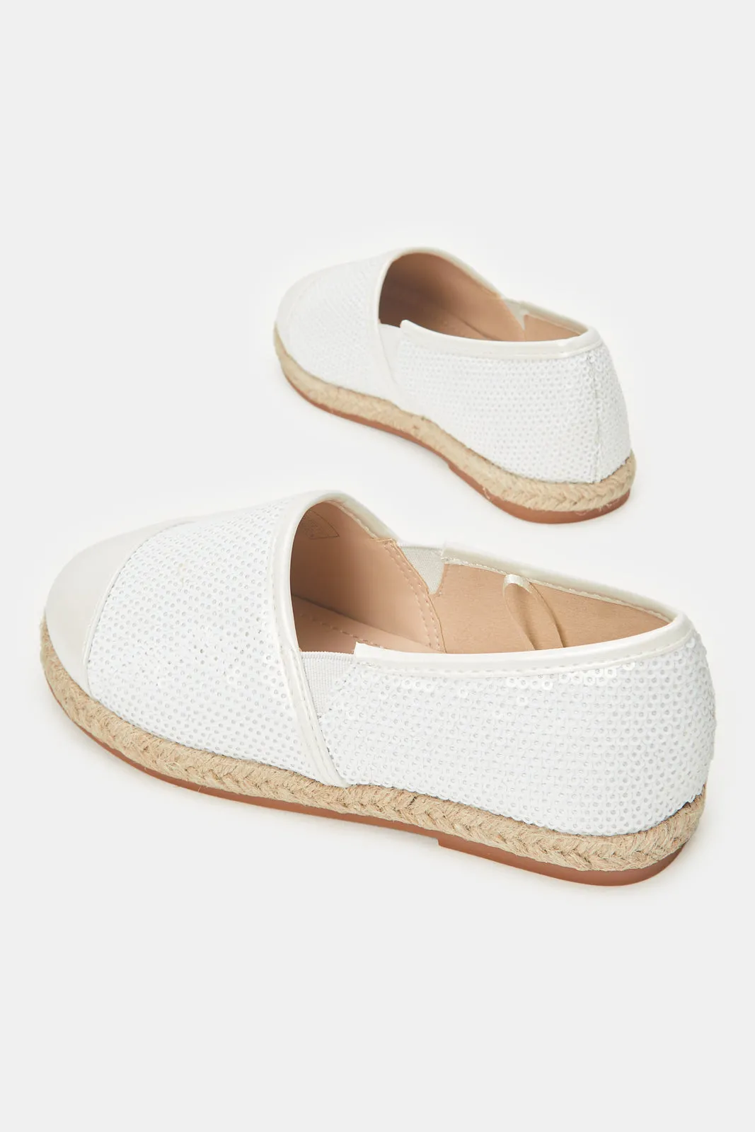 Girls Cream Sequence Espadrilles