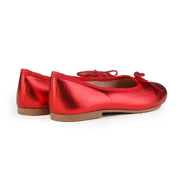 GIRLS' RED SHIMMER BALLET FLATS