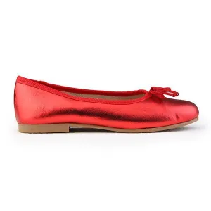 GIRLS' RED SHIMMER BALLET FLATS