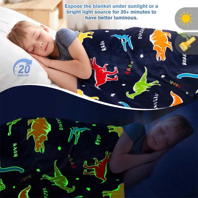 Glow in The Dark Dino Blanket