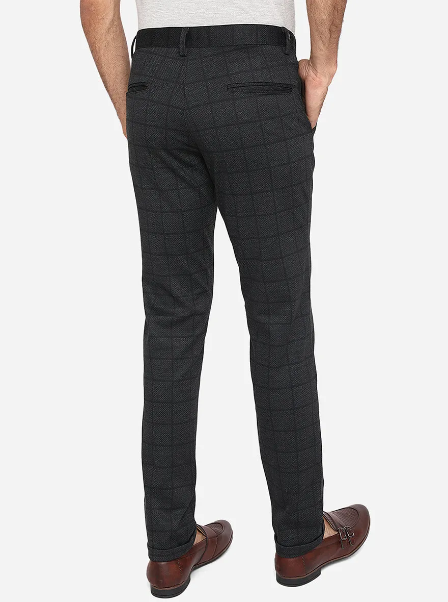 Grey Checked Venice Fit Casual Trouser | JadeBlue