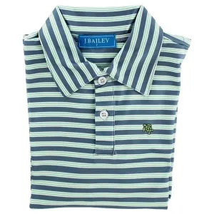 Harry Long Sleeve Performance Polo - Denim/Green