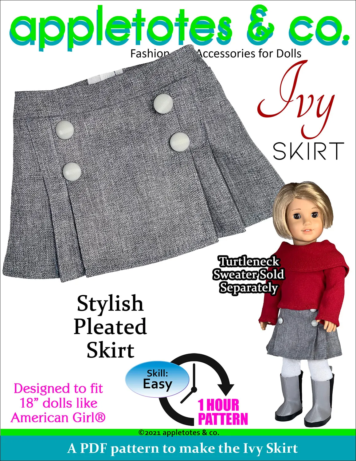 Ivy Skirt 18 Inch Doll Sewing Pattern