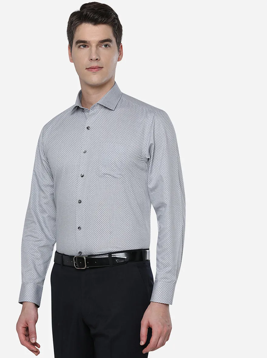 Light Blue & Grey Printed Regular Fit Formal Shirt | Greenfibre