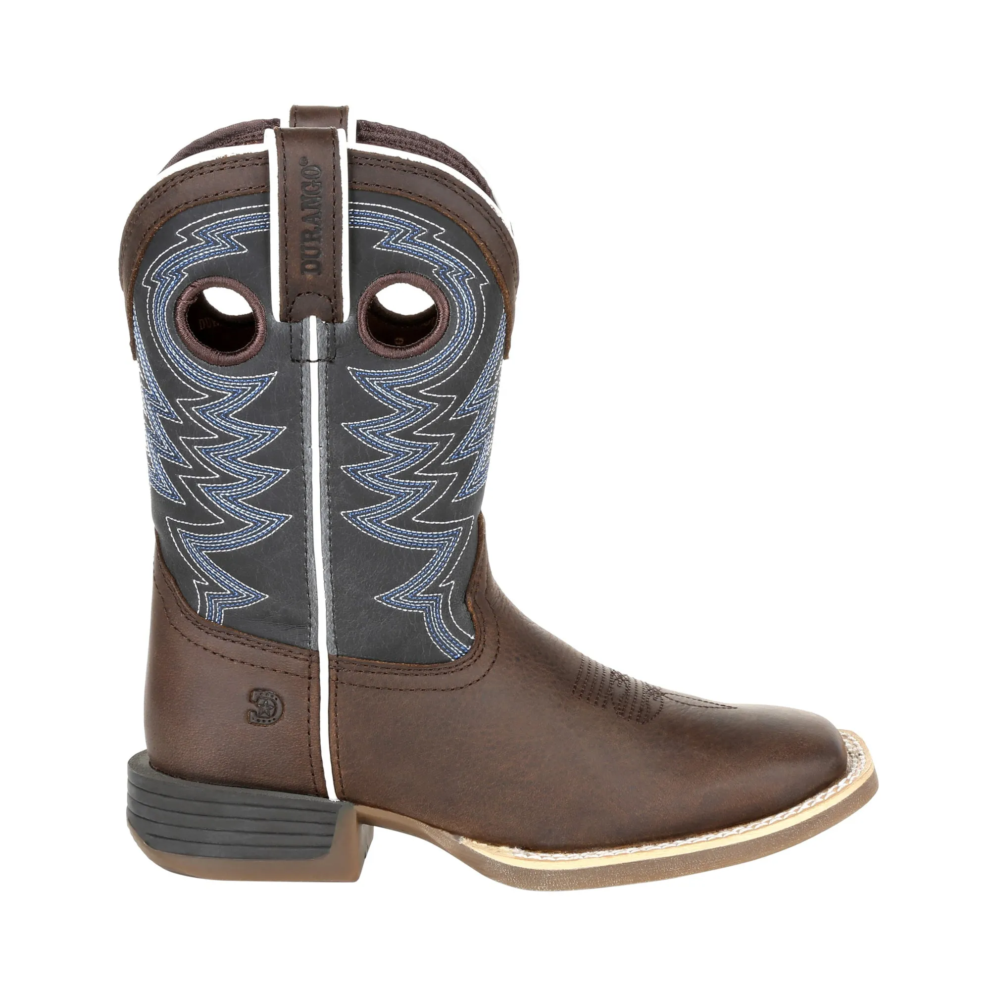 Lil Durango Big Kids Brown/Blue Leather Rebel Pro Cowboy Boots