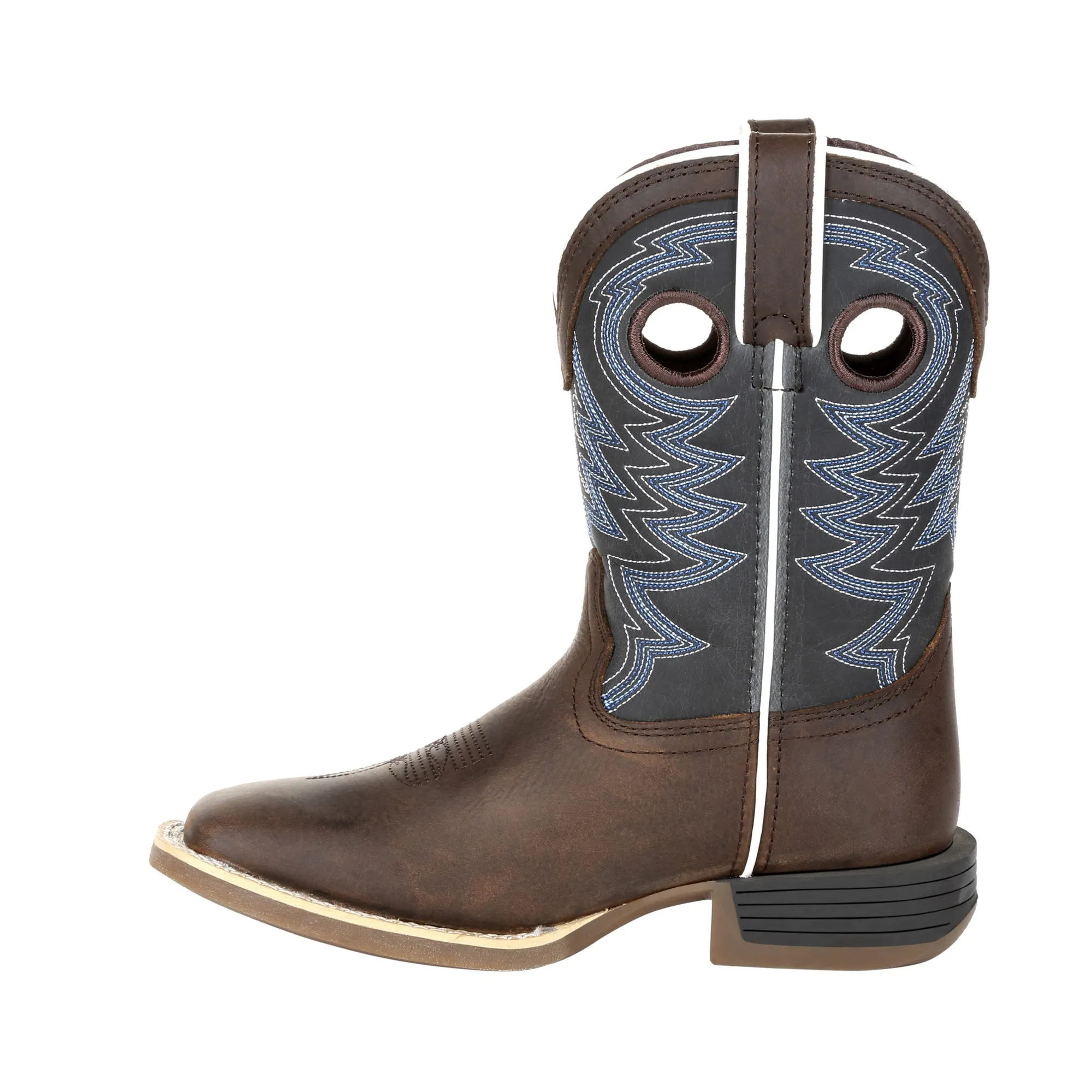 Lil Durango Big Kids Brown/Blue Leather Rebel Pro Cowboy Boots