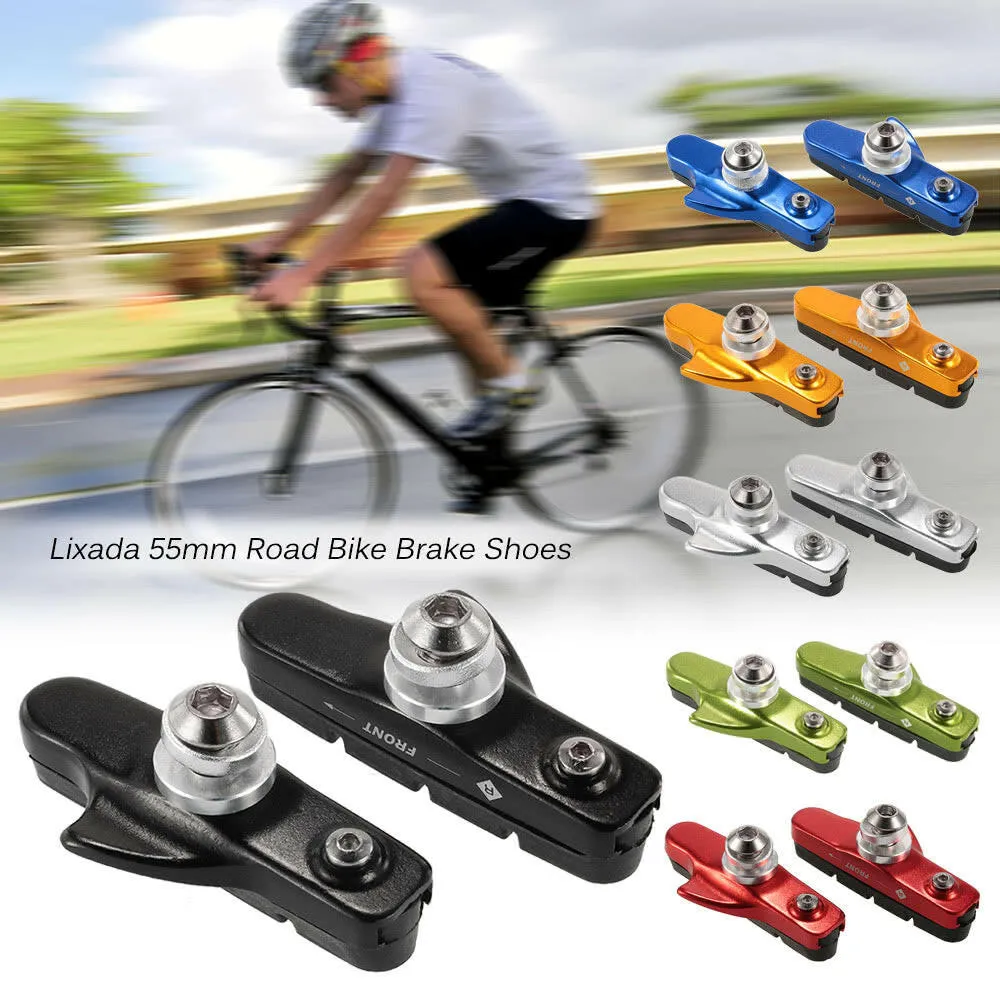 Lixada 55mm Road Bicycle Cycling Bike Brake Holder Shoes Rubber Pads Blocks