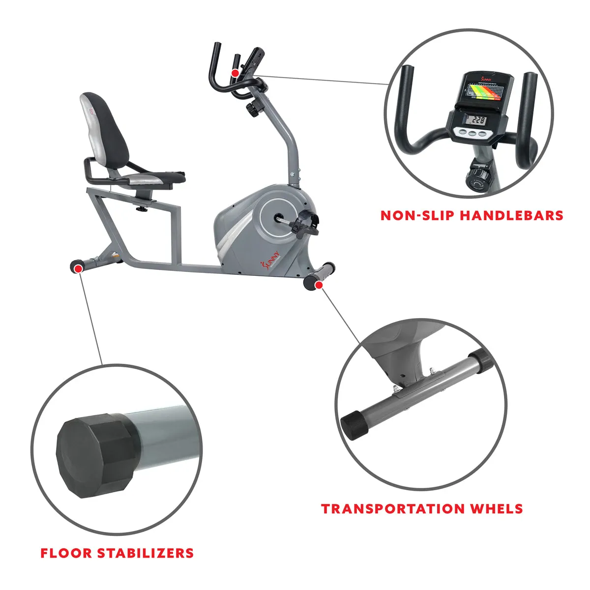 Magnetic Recumbent Bike with Soft Support Seat