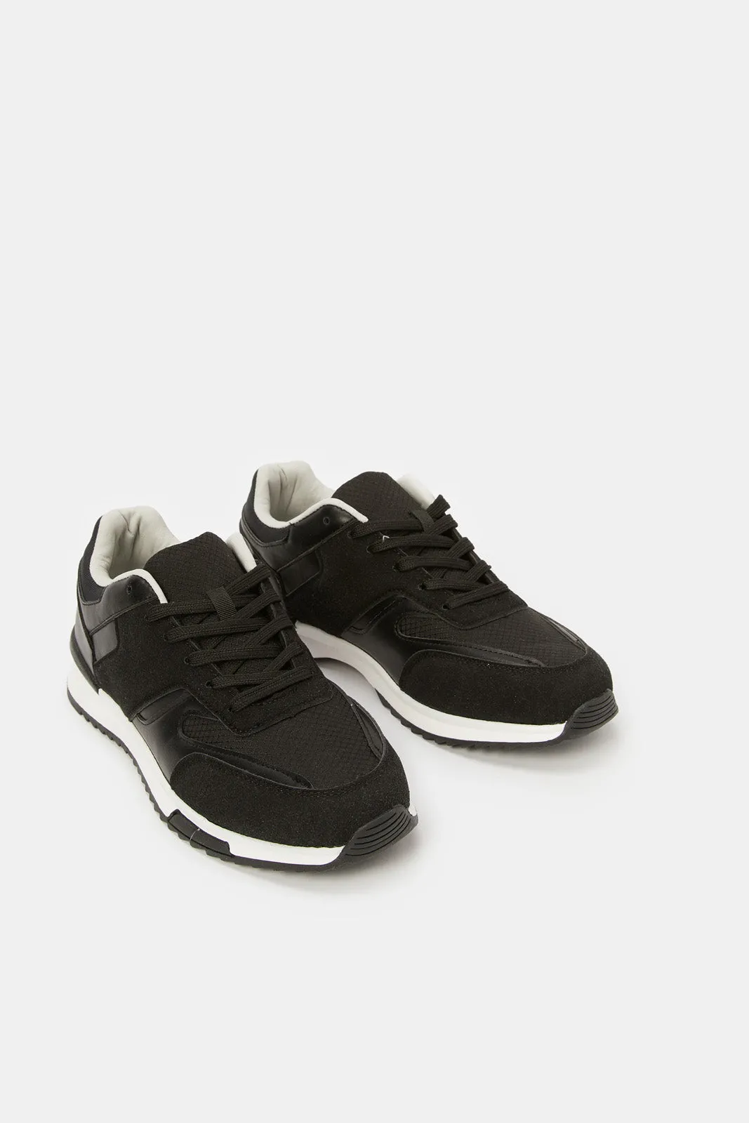 Men Black Material Block Sneaker