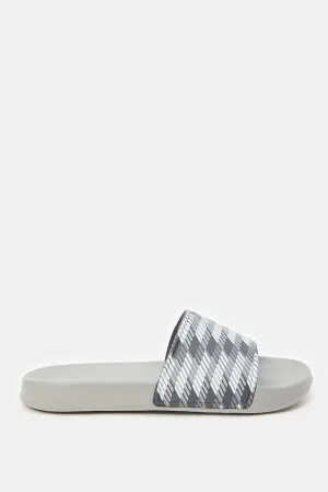 Men Grey Printed Slide