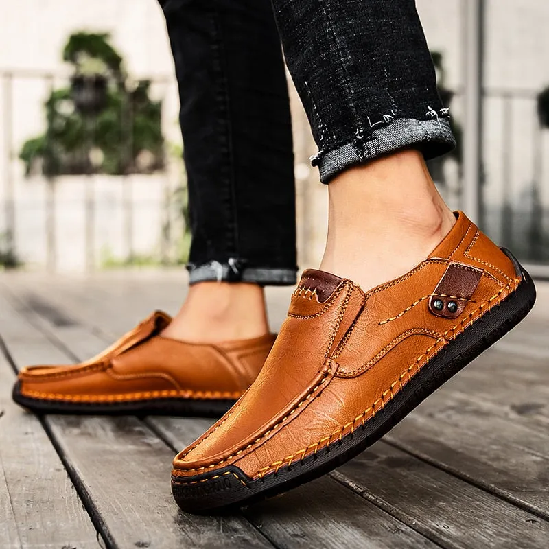 Men's Casual Shoes Fashion Comfortable Men's Shoes High Quality Genuine Leather Men Driving Shoes Handmade Flat Shoes