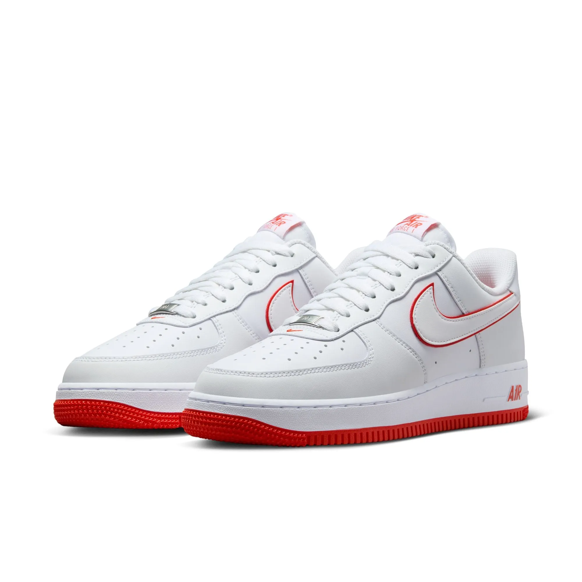 Men's Nike Air Force 1'07- WHITE/WHITE-PICANTE RED