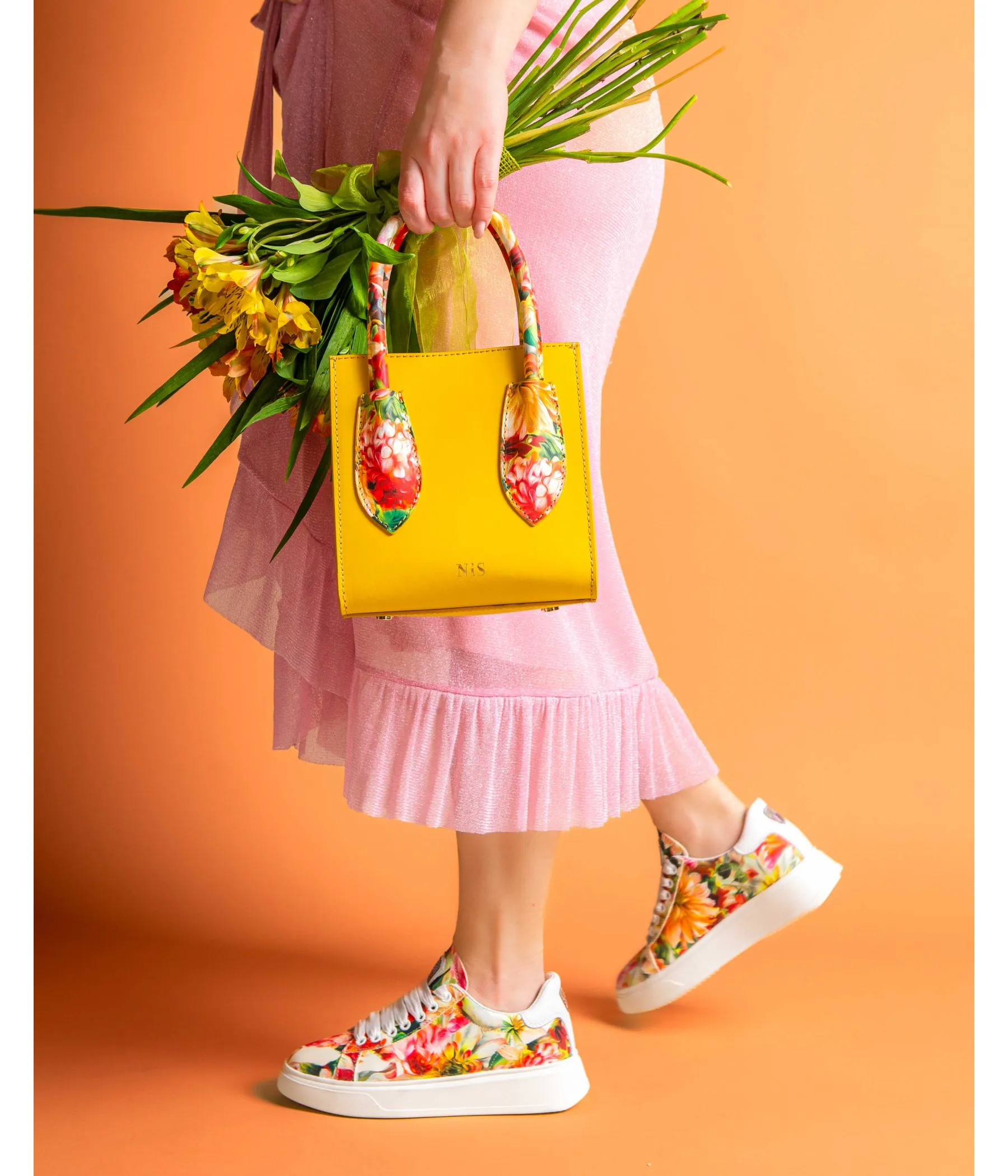 MIA FLORAL PRINT SNEAKER - ORANGE