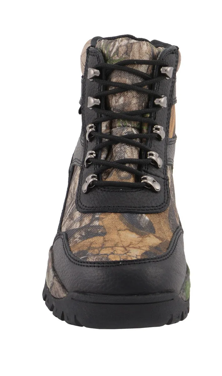 Milwaukee Leather MBM9140 Men's Black Waterproof Hiking Boots with Mossy Oak Print