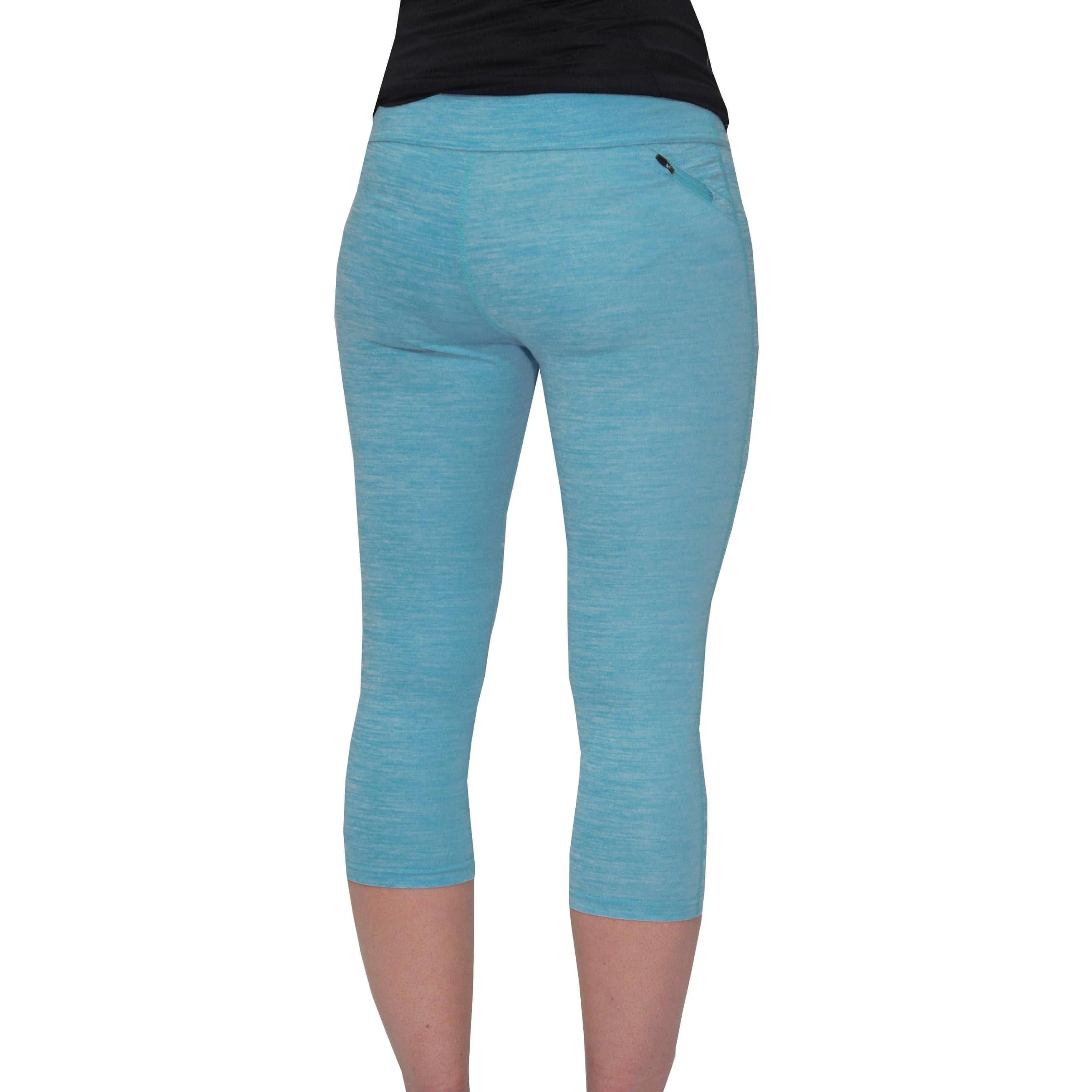 More Mile Heather Womens 3/4 Capri Running Tights - Blue