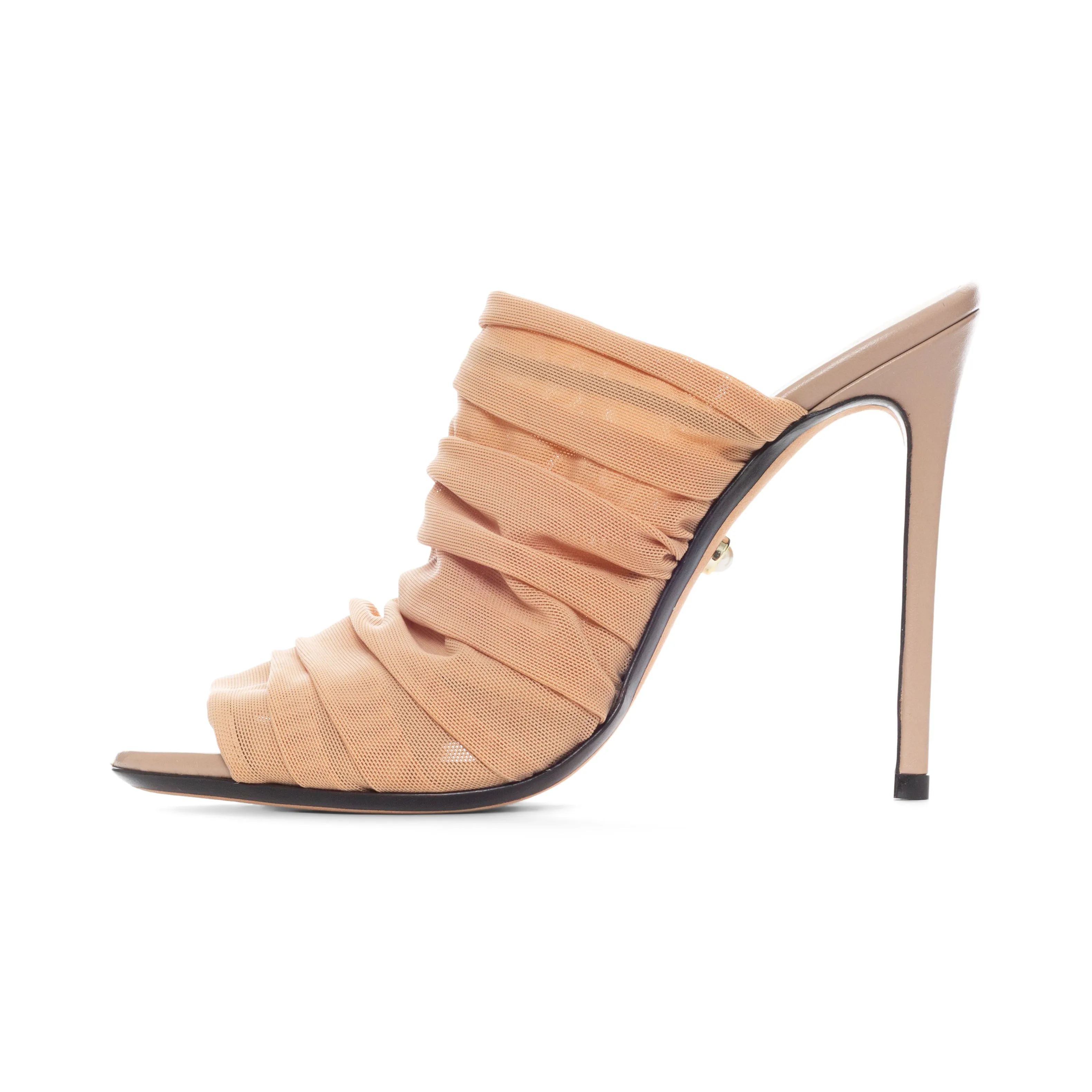 Neutral Mesh Ruched Mules 37