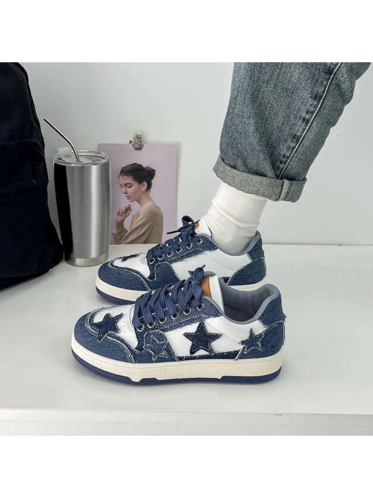 New Artistic Style Star Pattern Canvas Shoes for Women