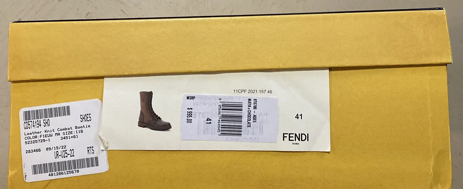 NIB $1100 Fendi Women logo Knit Comdat leather  Boots DK Brown 11/41 Eu