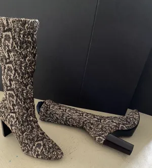 NIB $1295 Saint Laurent Women Knit Sock Boots Shoes Python Stretch 9 US/39 Eu