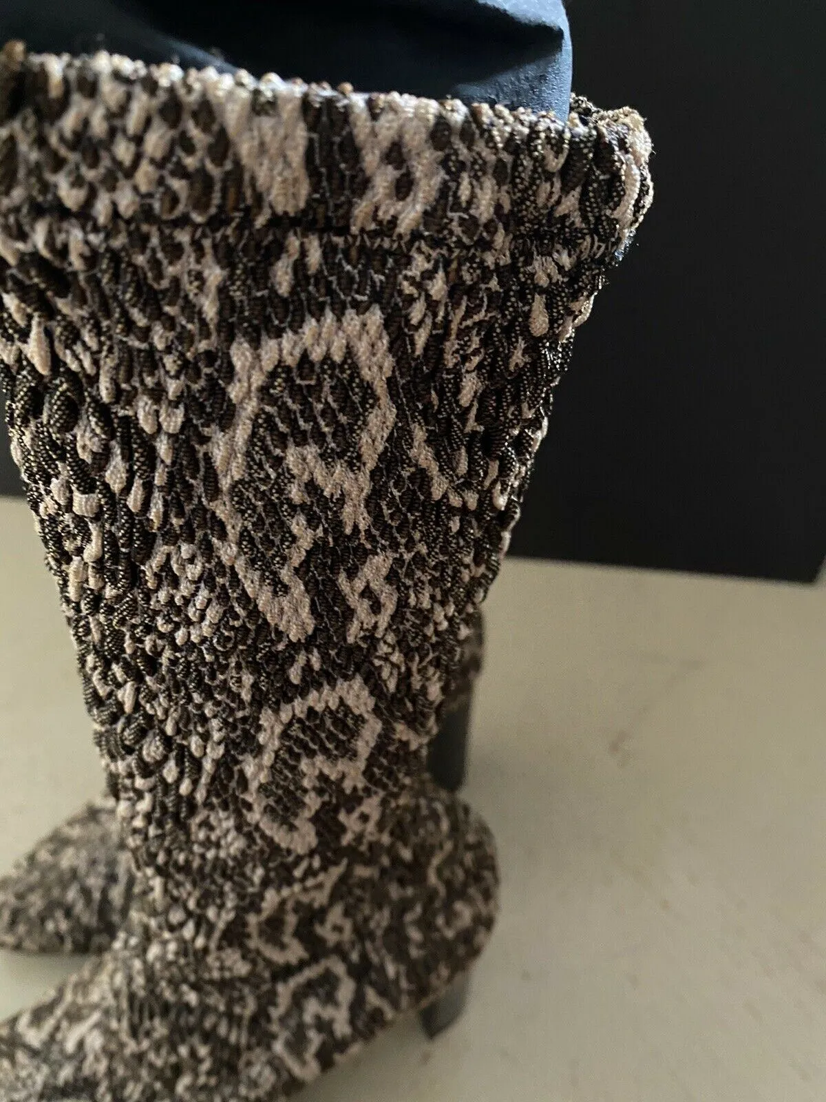 NIB $1295 Saint Laurent Women Knit Sock Boots Shoes Python Stretch 9 US/39 Eu