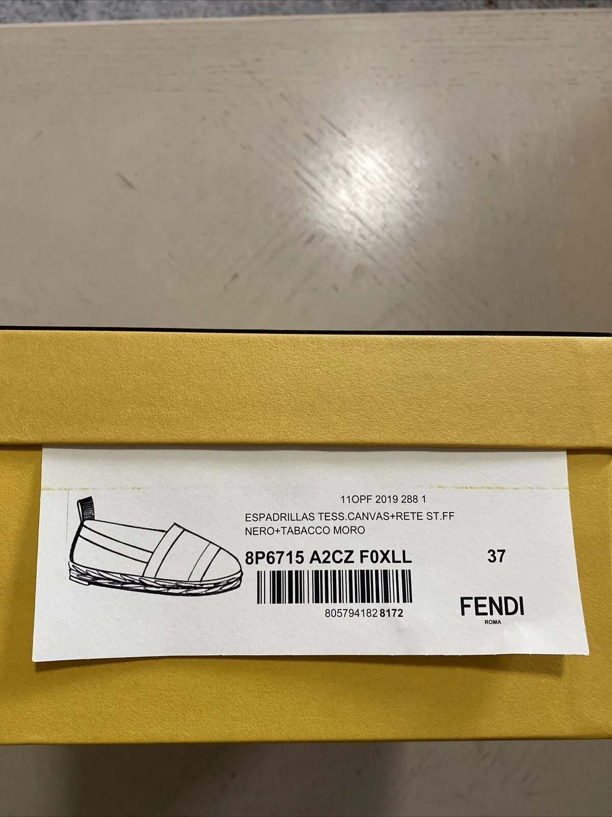 NIB Fendi Women Flat Colibrì Mesh FF Espadrille Black/Red 7 US ( 37 Eu )